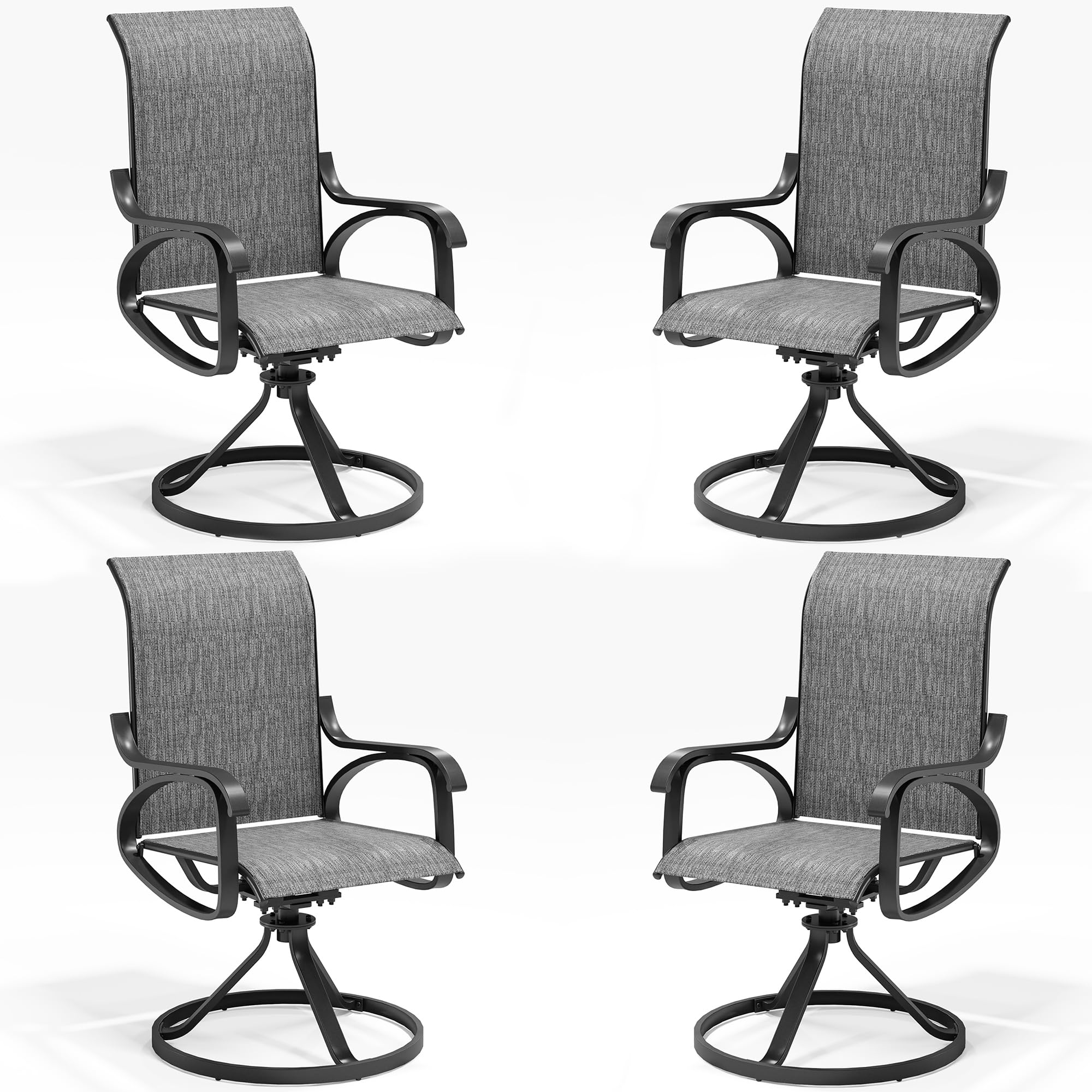 LOUVIXA Patio Swivel Chair Set of 4, All-Weather Patio Swivel Rocking Chair, High Back Patio Dining Chairs for Backyard, Porch, Lawn, Garden(4, Slate Grey)