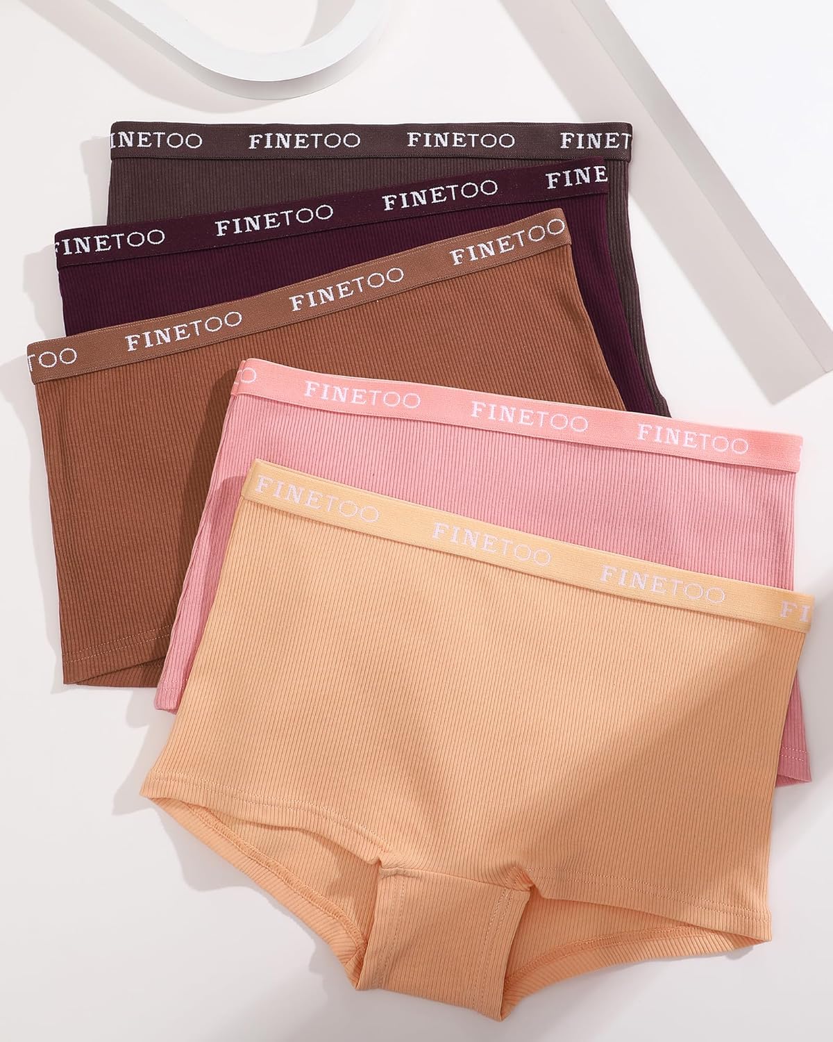 FINETOO Boyshort Underwear for Women Cotton Boxer Briefs Full Coverage Ladies BoyShorts Panties 5 Pack - Image 6