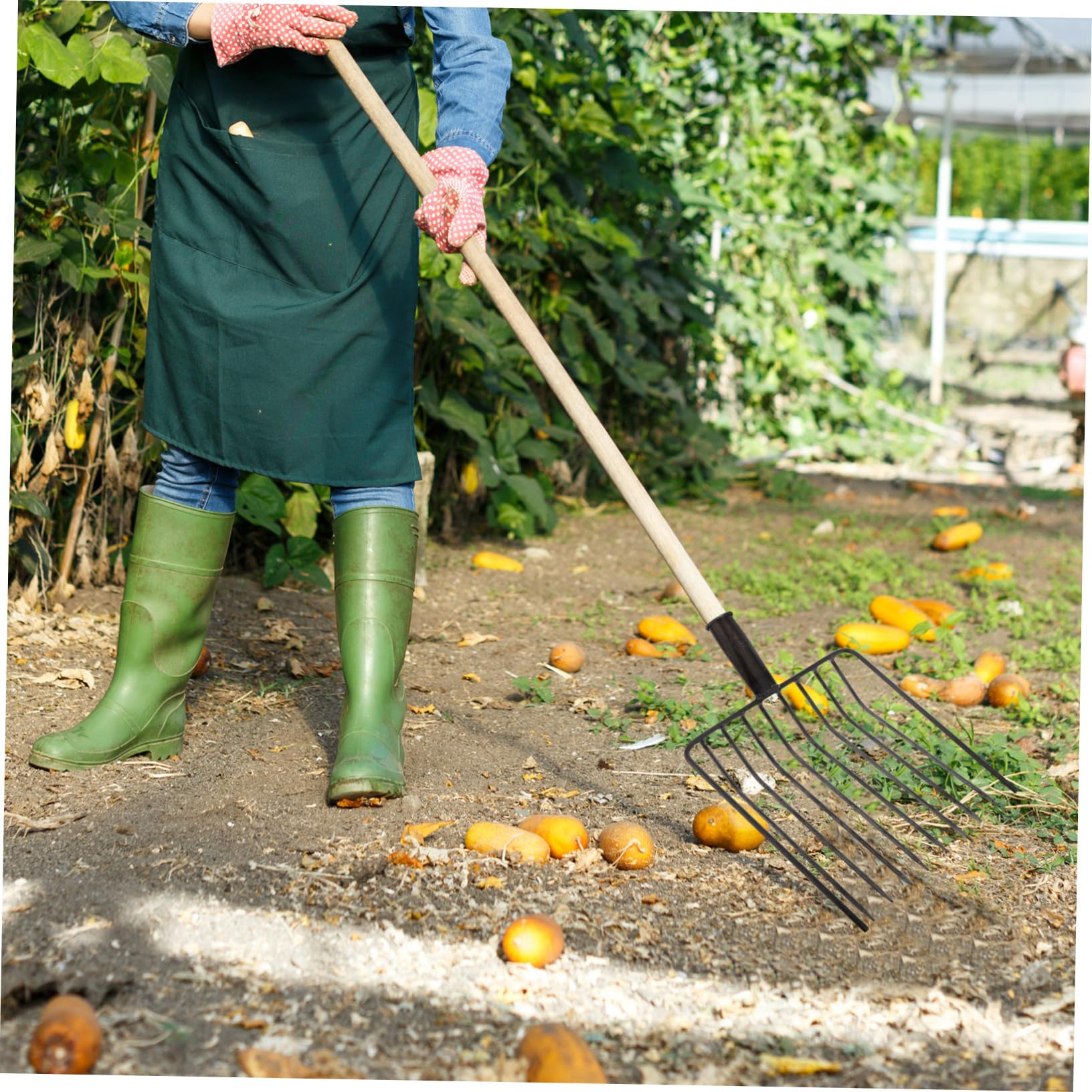UPKOCH Horquilla Ancha De Acero para Jardinería y Estiércol, Cabezal De Repuesto Portátil De 10 Dientes, Herramienta Manual para Deshierbar y Aflojar Tierra En Tareas Agrícolas y Cuidado del Césped