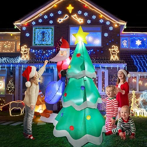 Miniatura 3 de Decoraciones inflables de Navidad de 6.23 pies con Papá Noel y perro, decoraciones de patio al aire libre con luz LED brillante integrada para