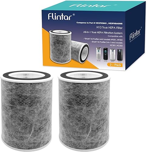 Flintar Filtro de repuesto True HEPA, compatible con purificador de aire Shark Max modelos HP201, HP202 y modelos Max 3 en 1 HC501, HC502, se