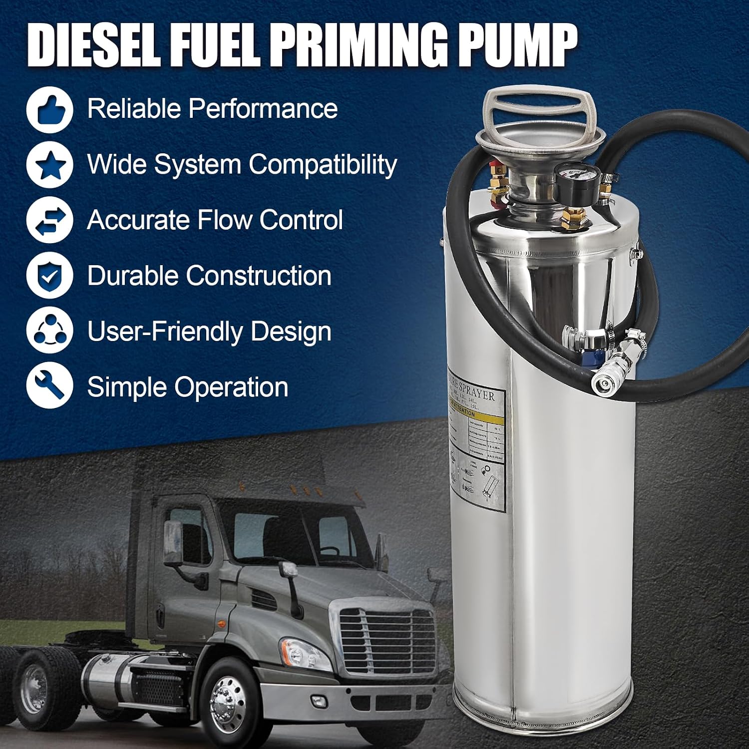 Upgraded J-47912 Fuel System Priming Pump w/Shoulder Strap Compatible with Detroit Diesel S60 DD13 DD15 N13 MBE900 and MBE4000 Alternative# J-47912 OTC5869 12-922-01 15-922-01