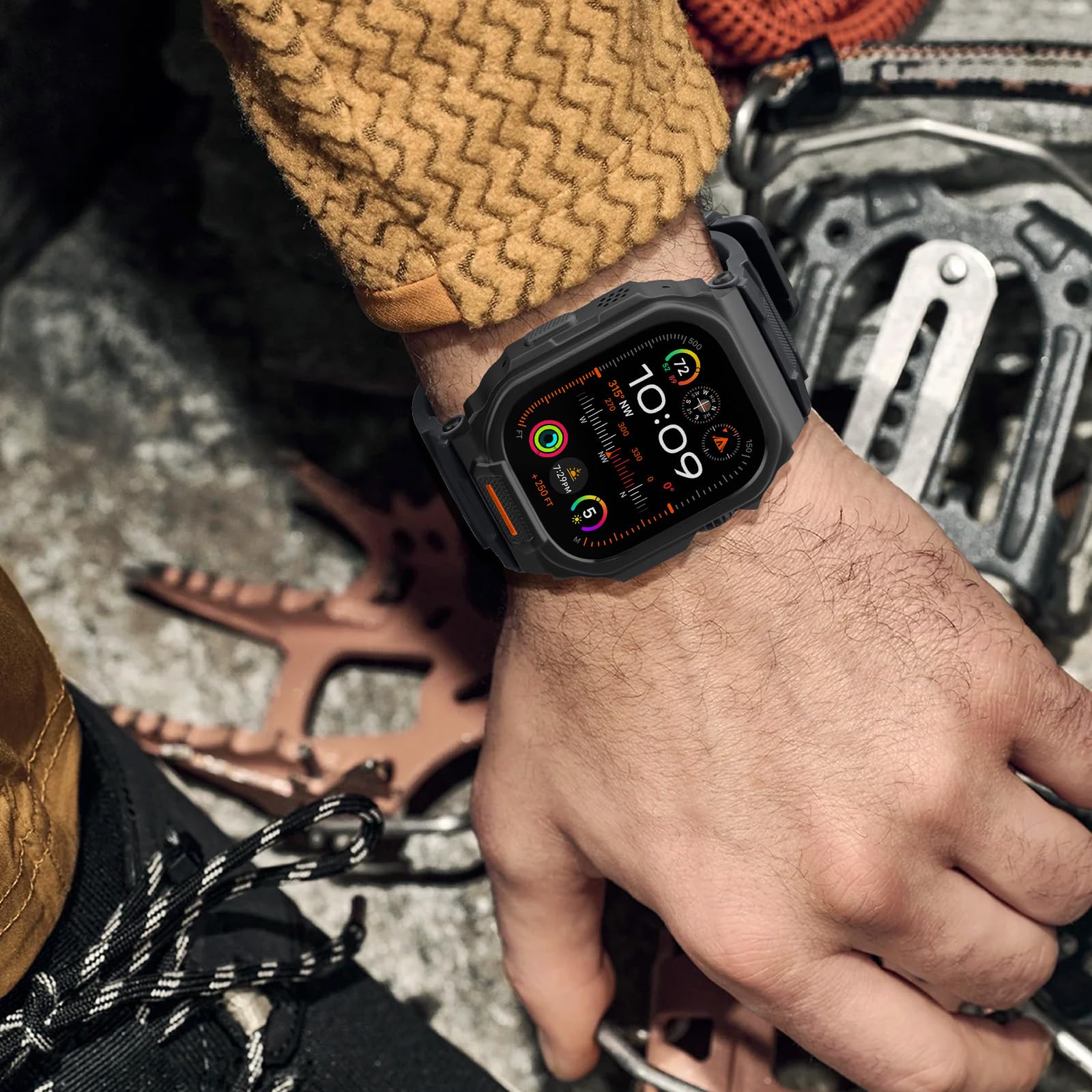 Bandletic Schutzhülle mit Armband Kompatibel mit Apple Watch 49mm/46mm | Sportarmband Kompatibel mit Apple Watch Ultra 3/2/1(49mm,mit Displayschutzglas),Ersatzarmbänder für iWatch Series 11/10(46mm)