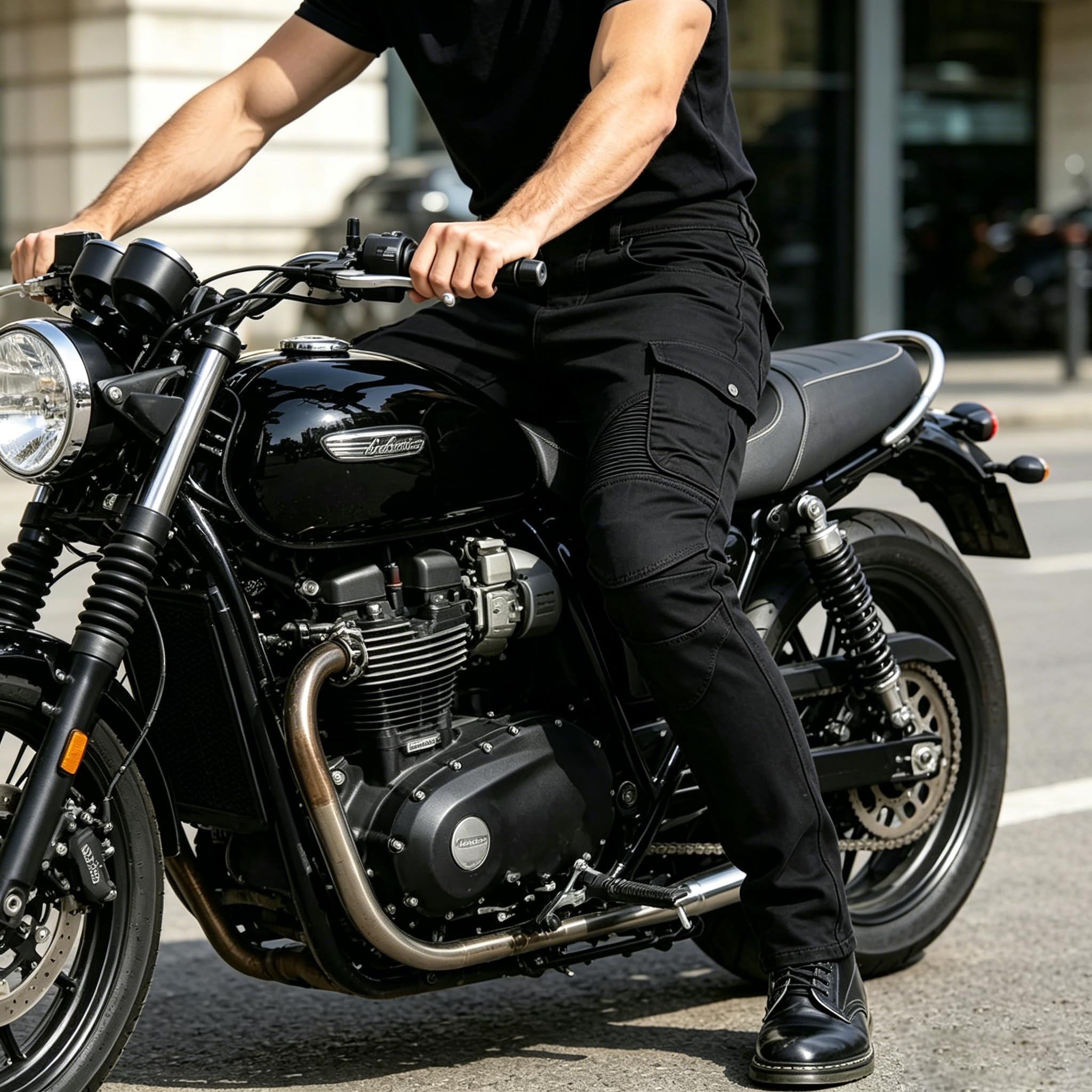 Pantaloni Moto Uomo, Jeans Moto con Protezion CE Livello 2, Realizzati in Traspirante Resistente all'Usura, 4 Stagioni per l'uso Quotidiano e La Guida in Città