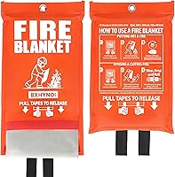 BXHYNOI Fire Blanket 2 Pack 40x40" - Emergency Fire Suppression for Kitchen, Home, Camping - Fiberglass Safety Blanket