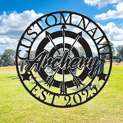 Miniatura 3 de Personalized Archery Metal Wall Art, Custom Name with Bow and Arrow Design, Sports Decor for Game Room, Office and Man Cave (Style-1)