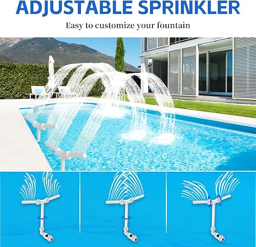LALAGO Fontaine de Piscine, Fontaine Cascade de Piscine, Accessoires de Piscine à Double Jet pour Piscine Hors Sol/Souterraine, Fontaine de Piscine réglable 2 en 1, Accessoires de Piscine (Blanc) - 6
