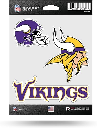 Vista 23 de Rico Industries NFL Football Triple Spirit Stickers Hoja de calcomanías triples Primario
