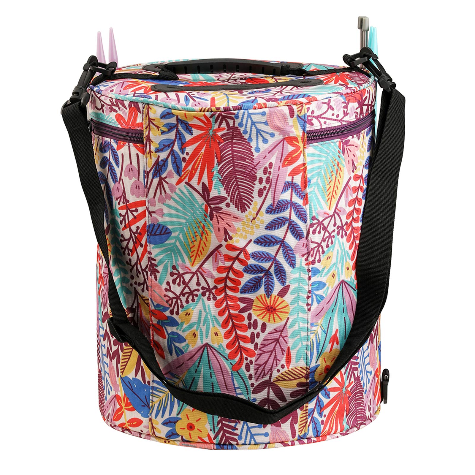 Sac Rangement Tricot/Crochet 35x16x19cm - Polycoton, Grande Capacité, Poignée, Ideal Voyage