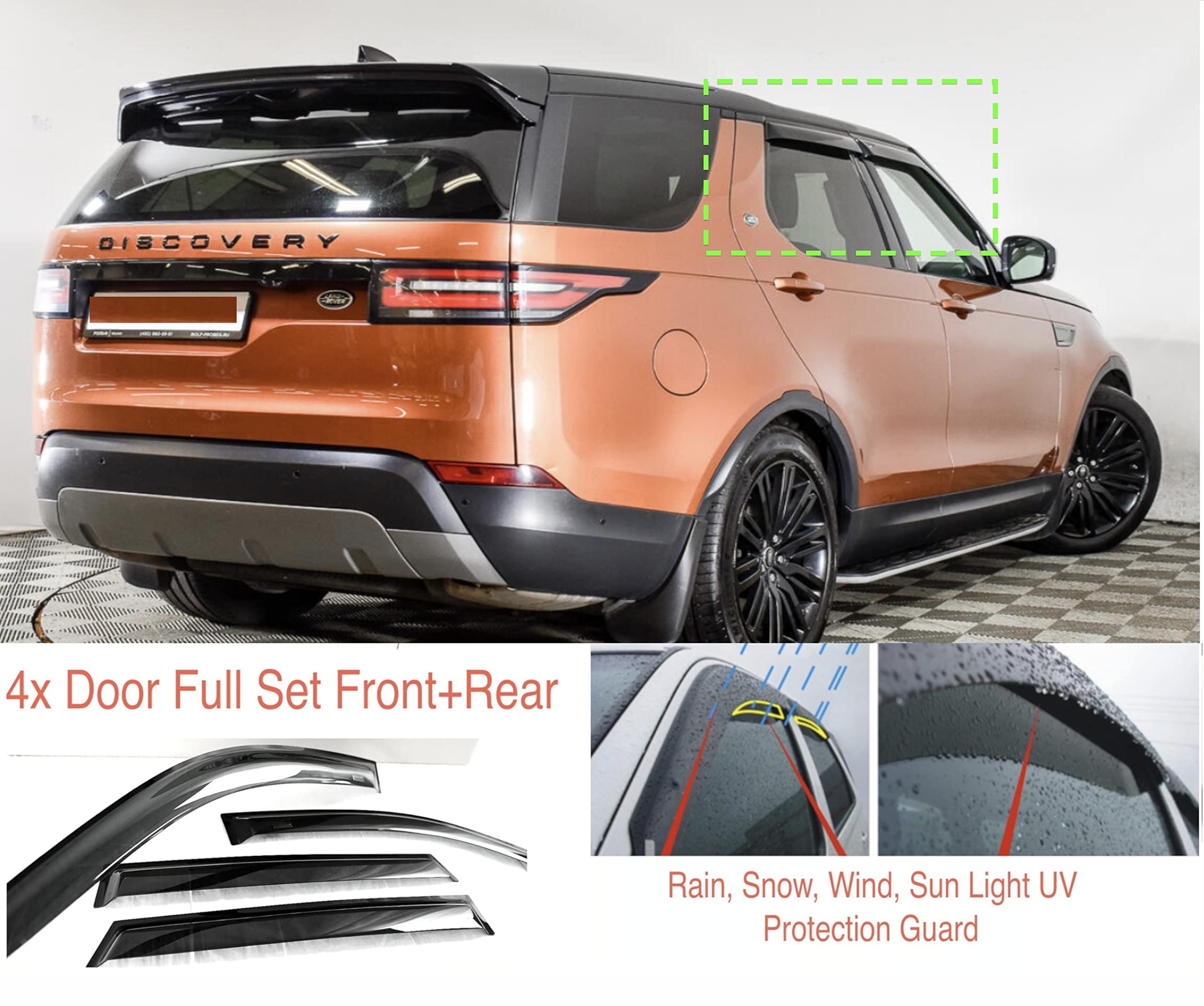 Deflettori Fum&egrave; L462 Deflettori Aria Per Land Rover Discovery 5 L462 - Set 4 Pezzi, Fum&egrave;, 2017-2023 Deflettori Fum&eacute; Scuro
