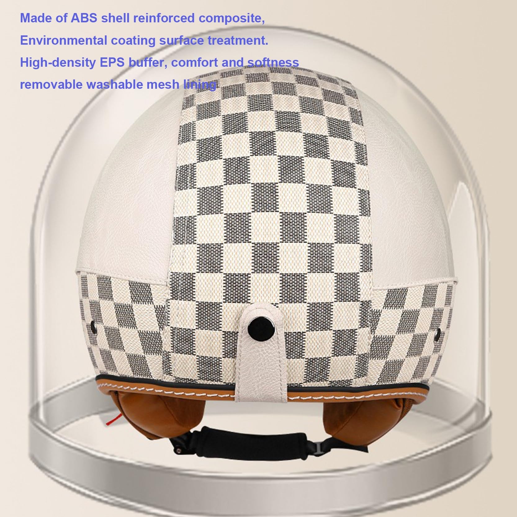 Casco de Moto Retro for Hombre y Mujer, de Cuero, con Doble Visera, Abierto 3/4, certificación ECE/Dot, Forro Desmontable.