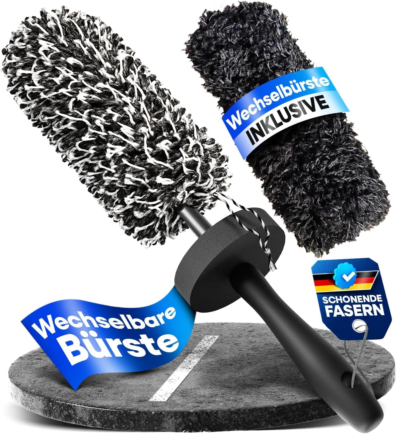 Loco Bird Mikrofaser Felgenbürste Auto - schonende Reinigung für alle Autofelgen - Car Wash Set, Auto Bürste, Microfaser Felgen Bürste Alufelgen