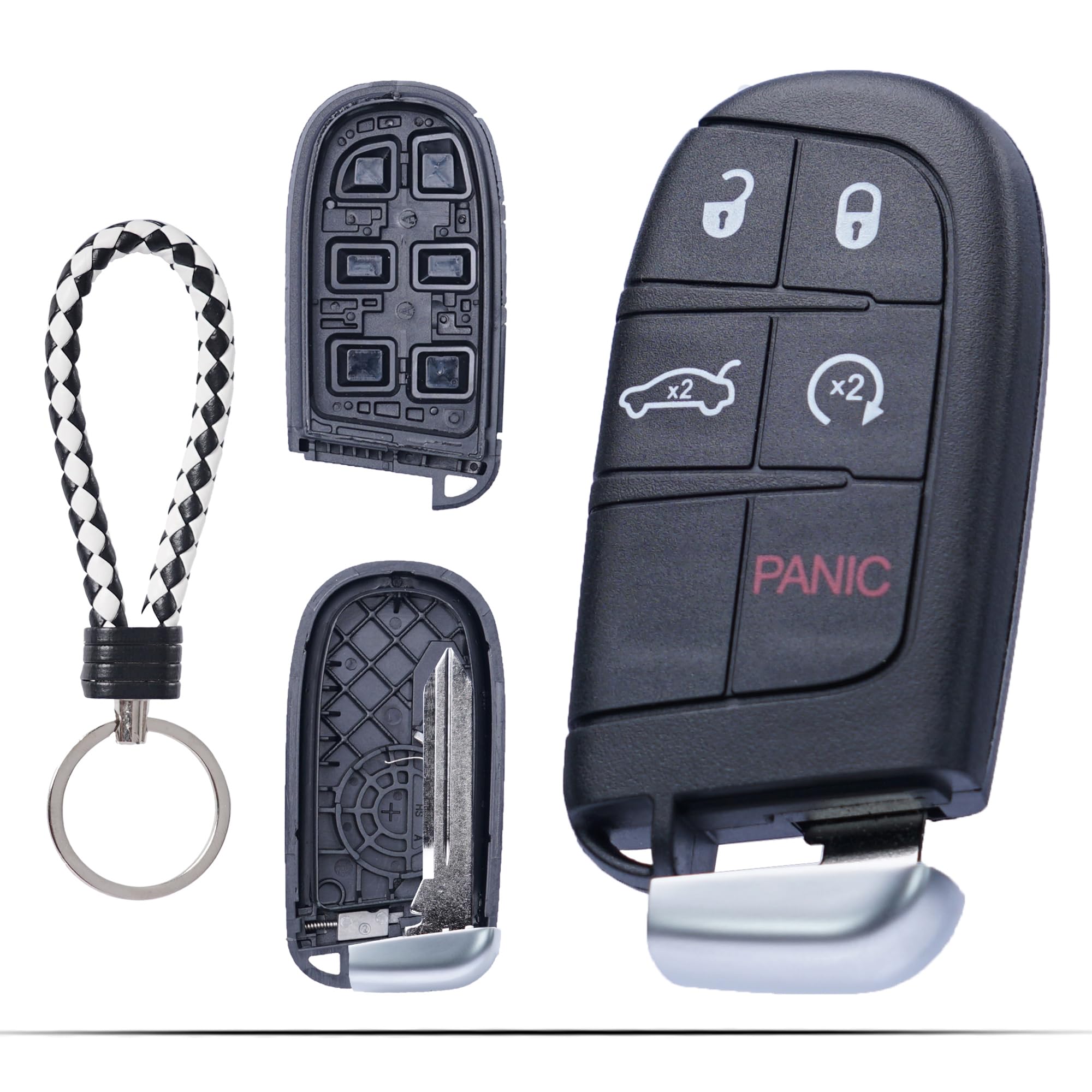 MechanMagic Key Fob Shell Case Compatible with 2014-2020 Jeep Grand Cherokee Compass Dodge Dart Durango Journey Chrysler 200 300 Keyless Entry Remote