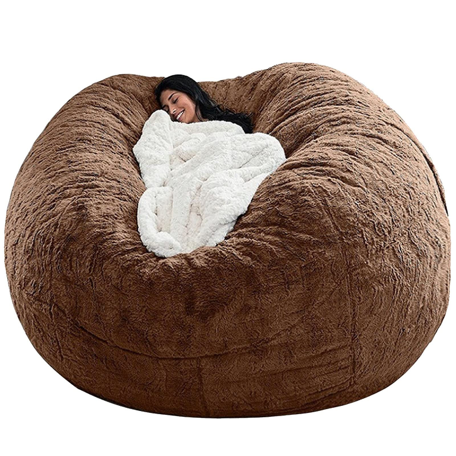 Fauteuil Poire Géant Ronde Pouf Surdimensionné (sans Rembourrage), Sac À Haricots En Fourrure, Housse De Canapé-lit Lavable, Ultra Doux Et Ergonomique Pour Une Relaxation Profonde Toute La Journée ( C