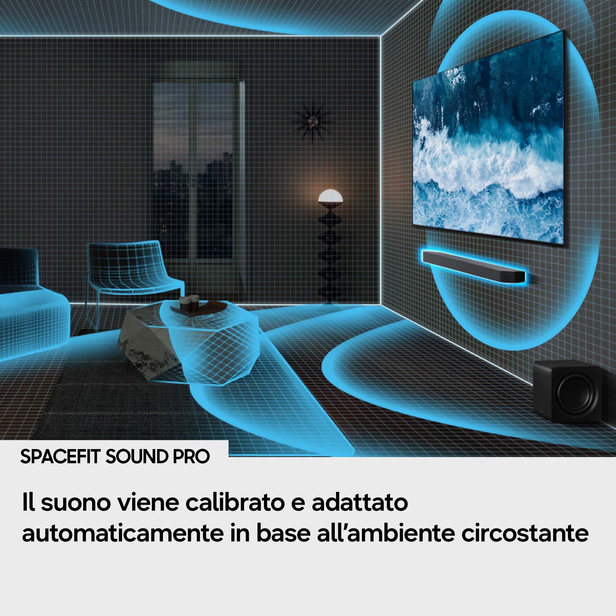 Samsung Q-serie Soundbar HW-Q930H/XC 9.1.4 Canali, Full Surround Subwoofer, Rear Speaker, Wireless Dolby Atmos, Q-Symphony, SpaceFit Sound Pro, Connessione TV Wireless, 2026