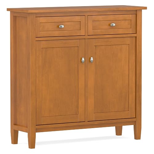 SIMPLIHOME Warm Shaker 36" Solid Wood Cabinet in Light Golden
