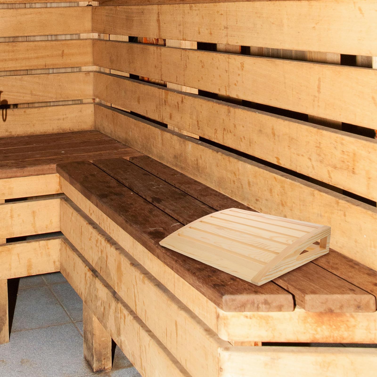 SUPVOX Coussin de Sauna en Bois Naturel avec Appui-tête – Coussin Ergonomique pour Le Soutien de la Nuque et des lombaires, Accessoires de Spa pour hammam et