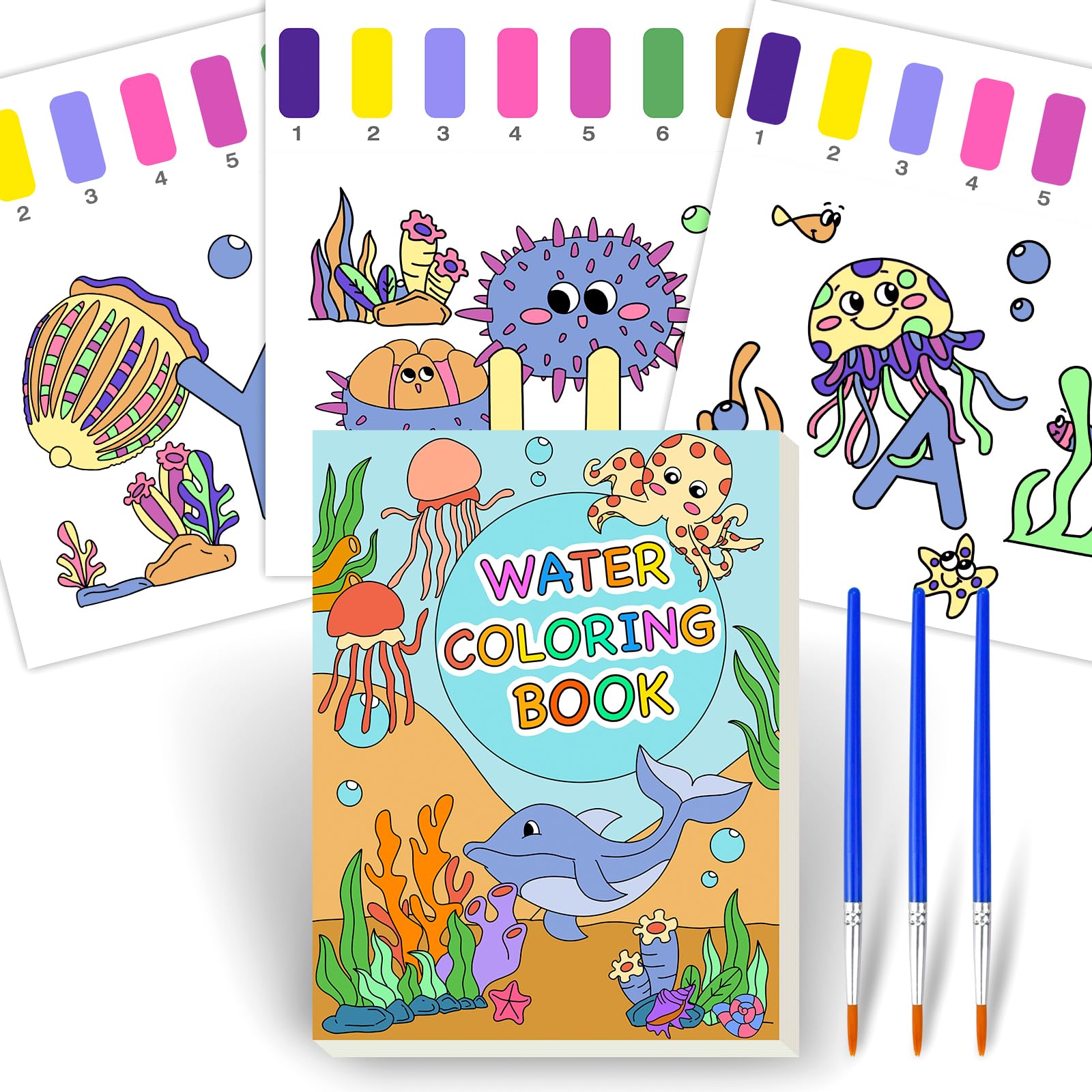 Water Colouring Book for Children Painting Colouring Book with Paper, Arts and Crafts Gift for Drawing Animals (Submarine Animal)