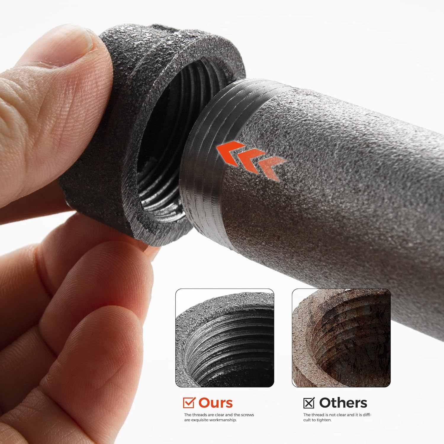 1" Industrial Pipe Fitting Caps - Home Expert 10 Pack Iron Cast Metal Pipe Caps for Steampunk Vintage Shelf Bracket DIY Plumbing