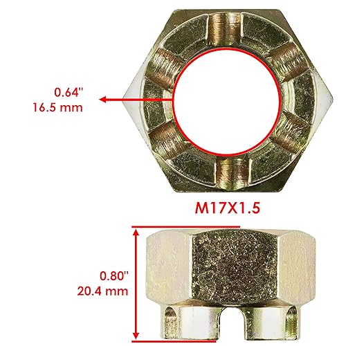 Miniatura 2 de Caltric 2 tuercas de castillo de eje trasero con pasador compatibles con Polaris Scrambler 400 2x4 2000 2001 2002  4x4 1995 1996 1997 1998 1999 2000