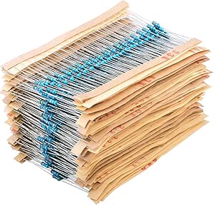 Longruner Metal Film Resistors Kit 1 ohm-10M ohm 1/4W 64 Values 1280PCS Resistors Assortment Kit Assorted Set Low Noise LK05