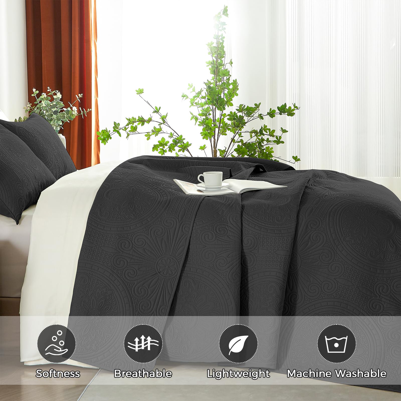 weesire Set copriletto da spiaggia nautico blu navy oceano costiero set copriletto estivo per tutte le stagioni trapunta king size con 2 federe Turtle Coral Coastal Bedding