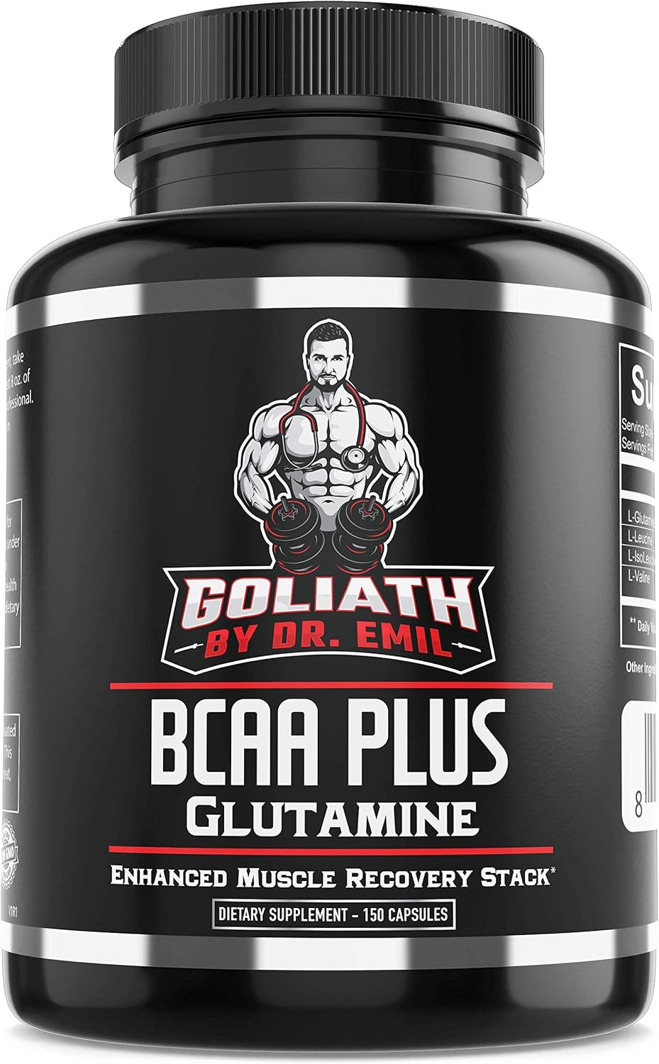BCAA + 1500mg Glutamine Highest Capsule Dose (3200 mg) Branched Chain Amino
