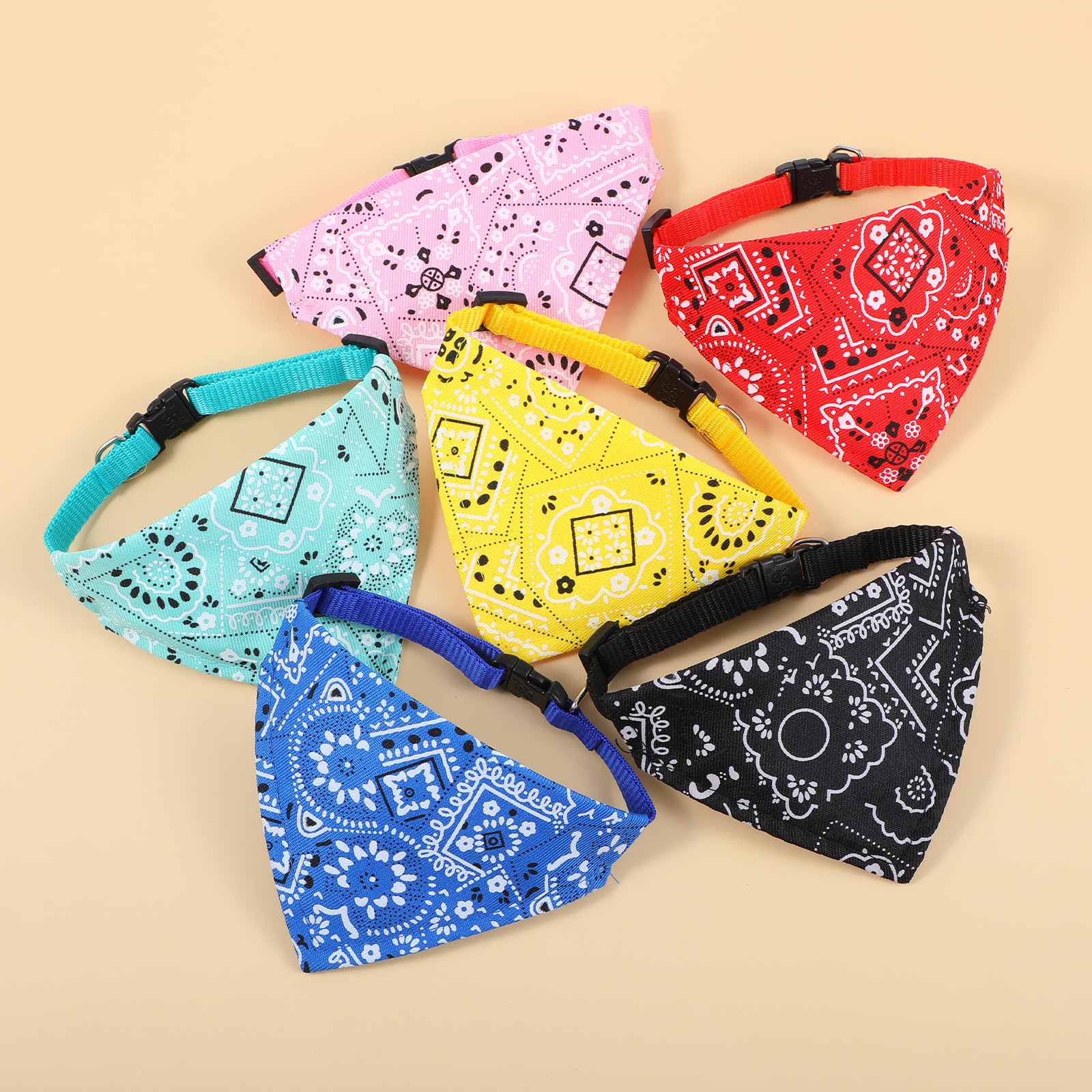 Chusta na szyję dla psa, bandana, 6 sztuk, z obrożą, regulowana, dla kotów, szczeniaków, małych psów, kotów