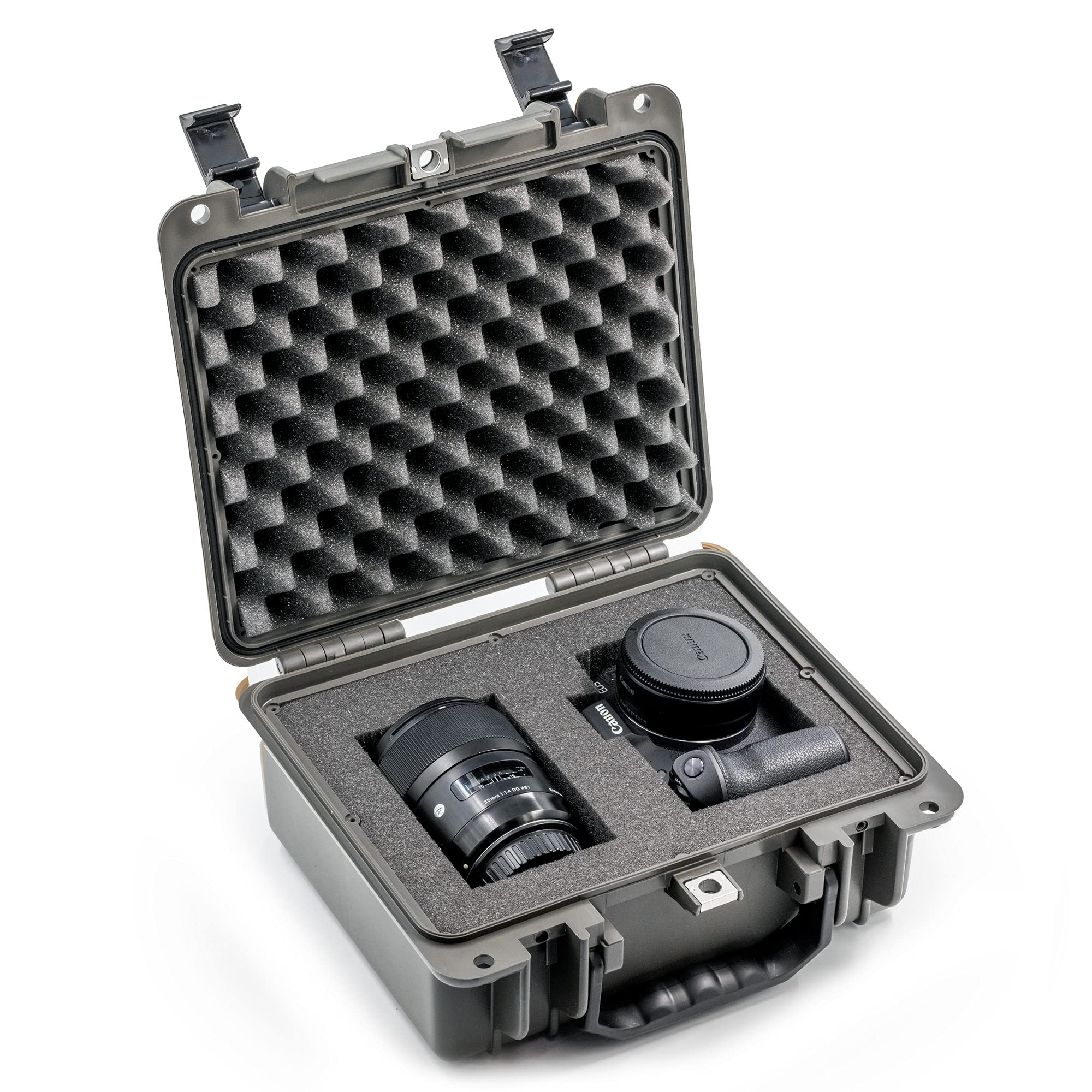 Evergreen 300 - USA Made Mil Spec Single Camera w/lens storage or Single Pistol w/Extra Magazine storage capacity case - Best hard protective case for storage and travel. Includes Pick & Pluck Foam