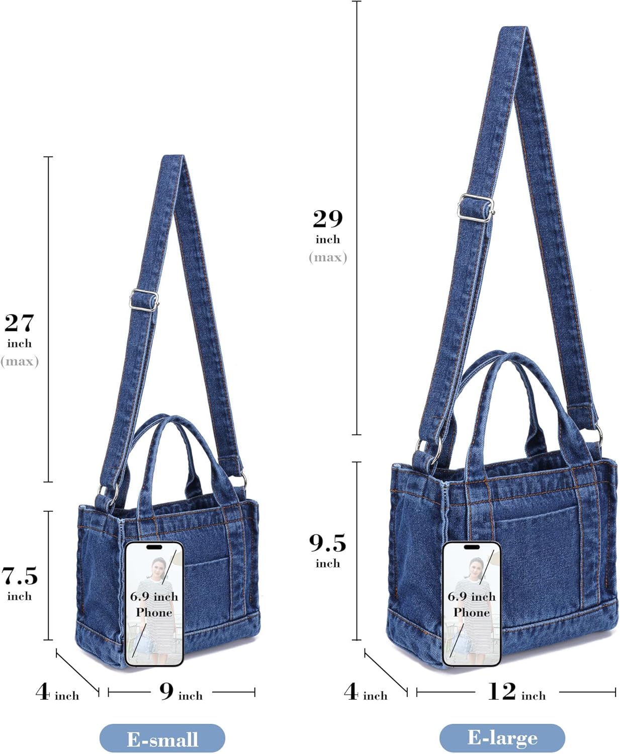 AOCINA Denim Purse Jean Tote Bag for Women Crossbody Shoulder Weekend Bags Denim Purses and Handbags for Women - Image 4