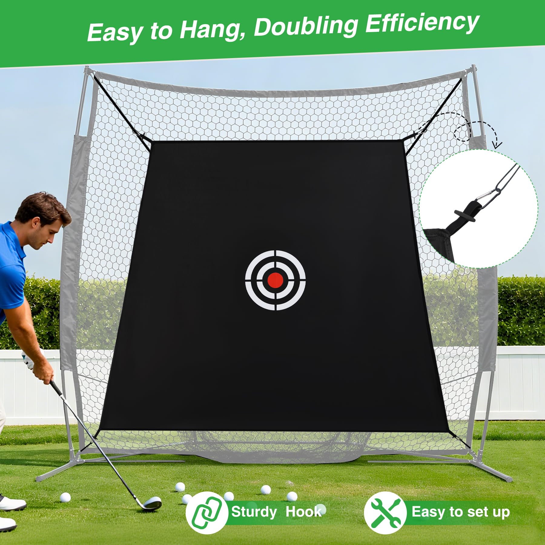 REDCAMP Golf Target Cloth 7.8x5x3.6FT, Golf-Netz übungsnetz for Replacement Target Hitting Net,Zielscheibe für Netz, Practice Trainingsnetz Aids Indoor Outdoor for Indoor Outdoor Hinterhof