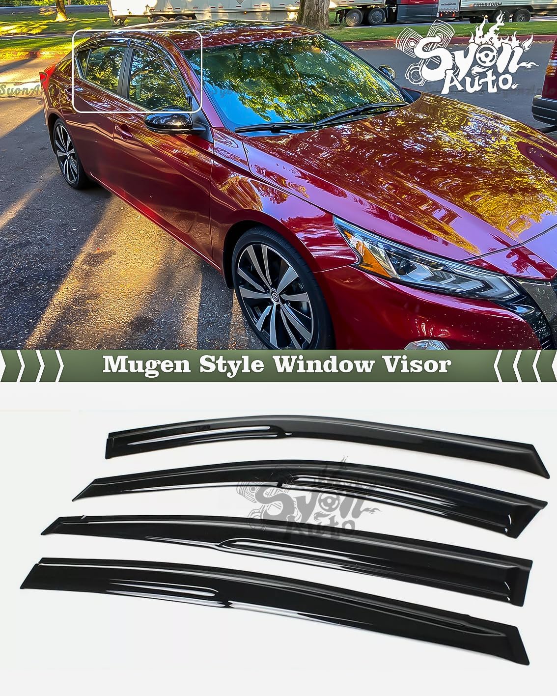FITS 2019-2025 Nissan Altima 3D JDM Mugen Style Window Visor RAIN Guard Deflector