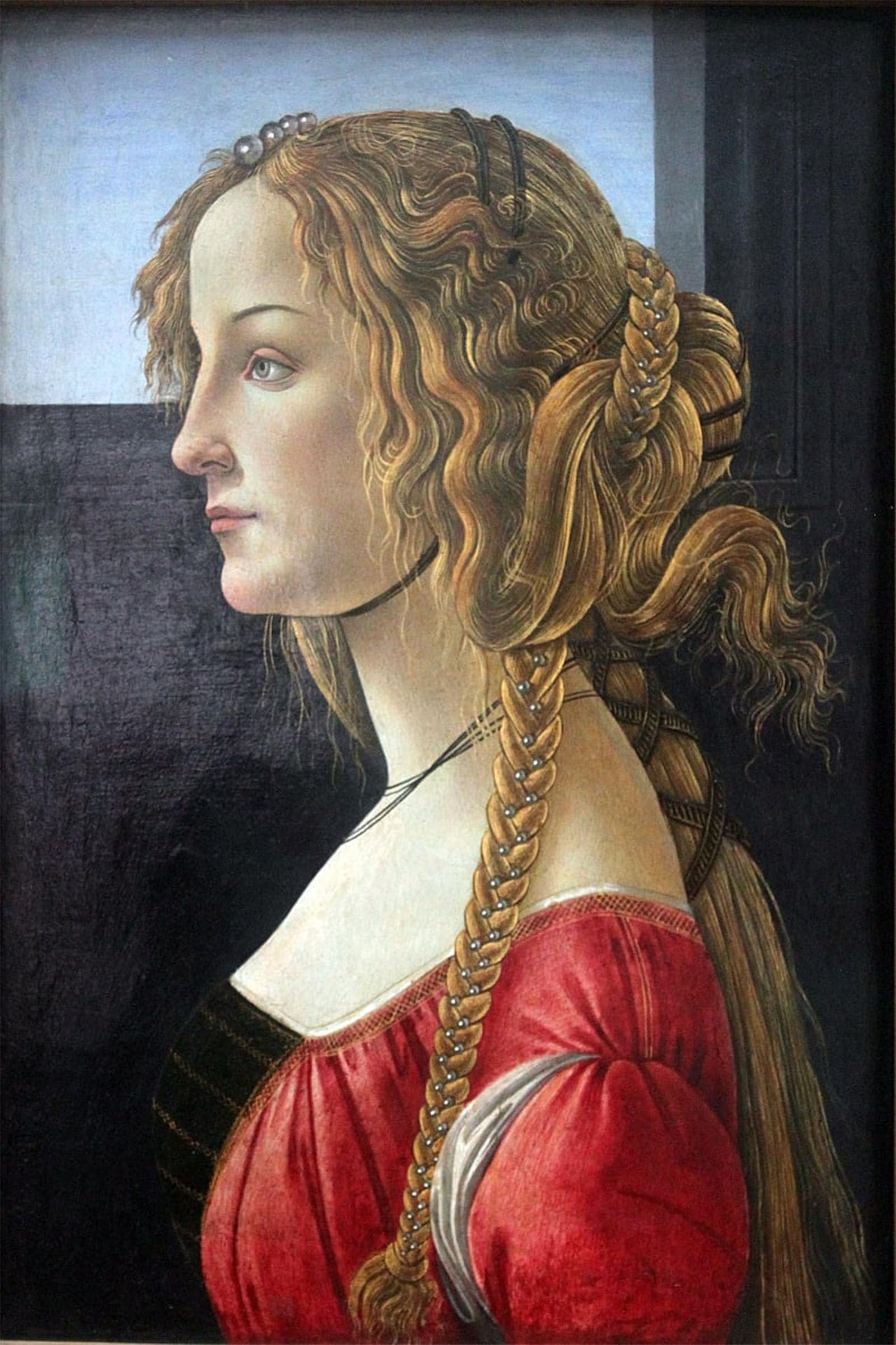 POSTERIIk Vintage Art Print Images Pictures Print Profile portrait of a young woman by Sandro Botticelli Modern Colour Posters for Office Home Decor 60x90cm