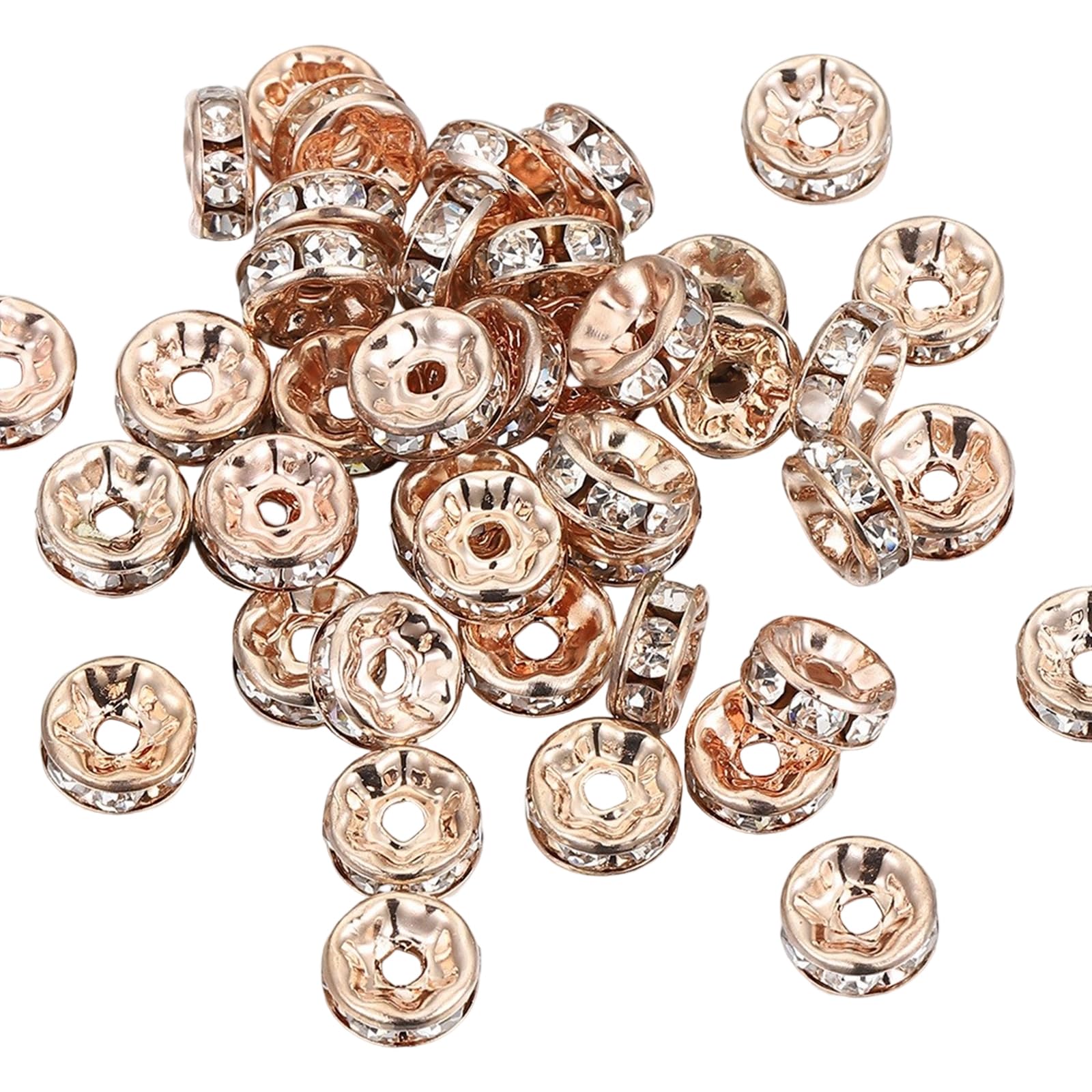 carotoe 8mm Crystal Rhinestones Spacer Beads Rondelle Loose Spacer Beads for Jewelry Making and Crafting Enthusiasts Rhinestones Loose