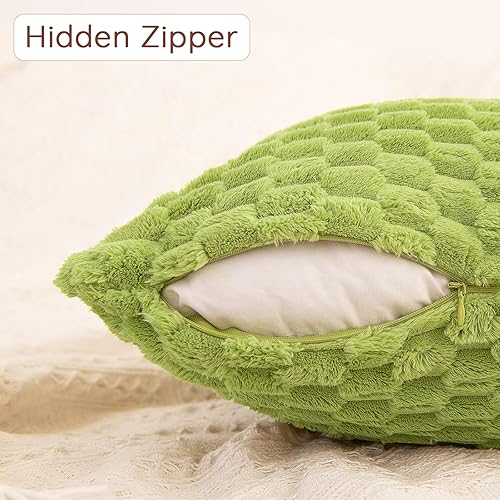 Miniatura 3 de BAOLIZEGAO Juego de 2 fundas de almohada de piel sintética de doble cara de 24 x 24 pulgadas, fundas de almohada decorativas suaves y esponjosas,