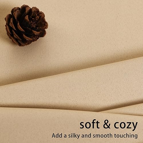 Miniatura 7 de JIUZHEN - Cortinas opacas de aislamiento térmico y acústico con alzapaños, de color beige, bloquean la luz del sol y reducen el ruido, paneles de