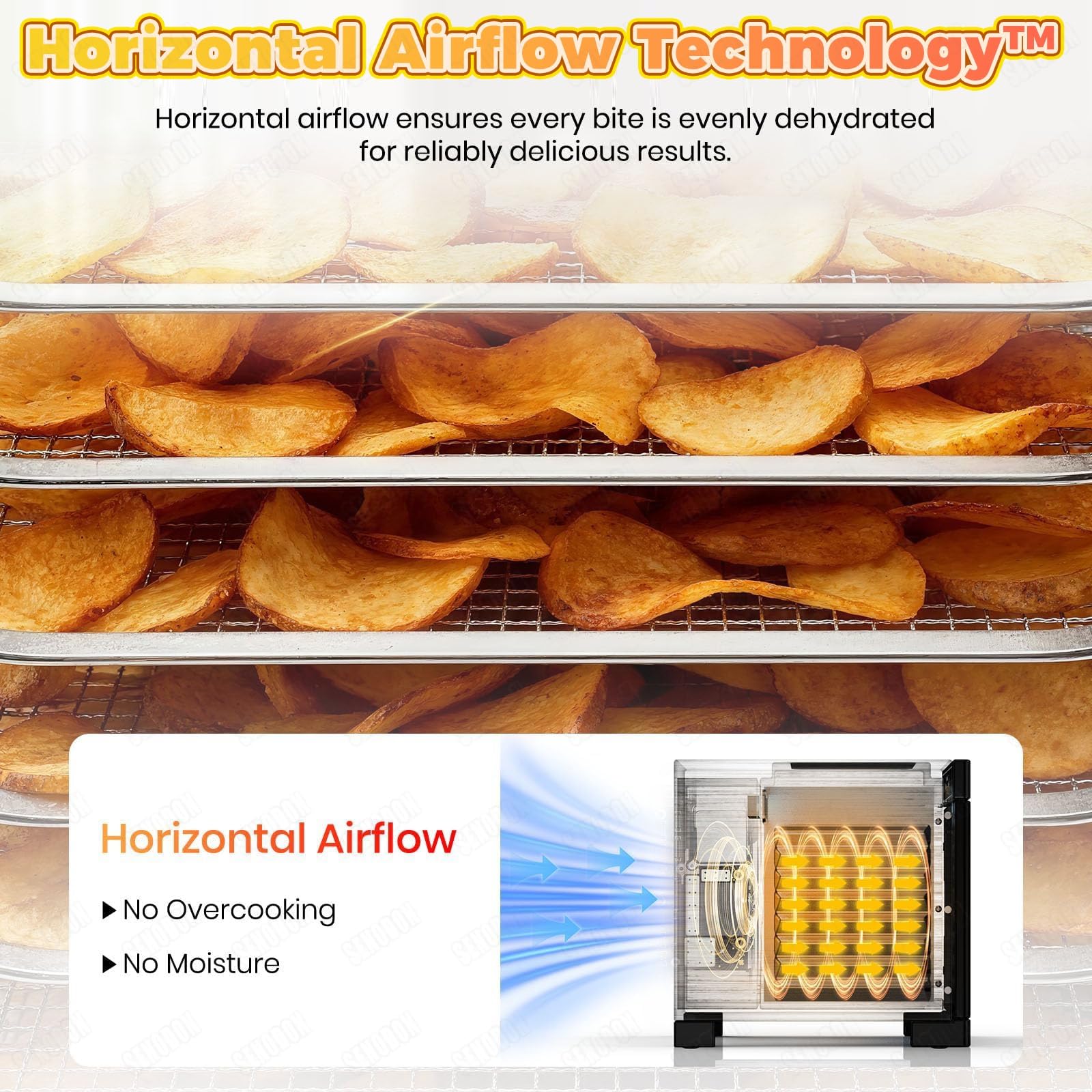 Deshidratador digital silencioso de 400 W, 6/8 bandejas, puerta de vidrio y flujo de aire 360°.35–74 °F, funcionamiento eficiente para elaborar snacks saludables, frutas desecadas