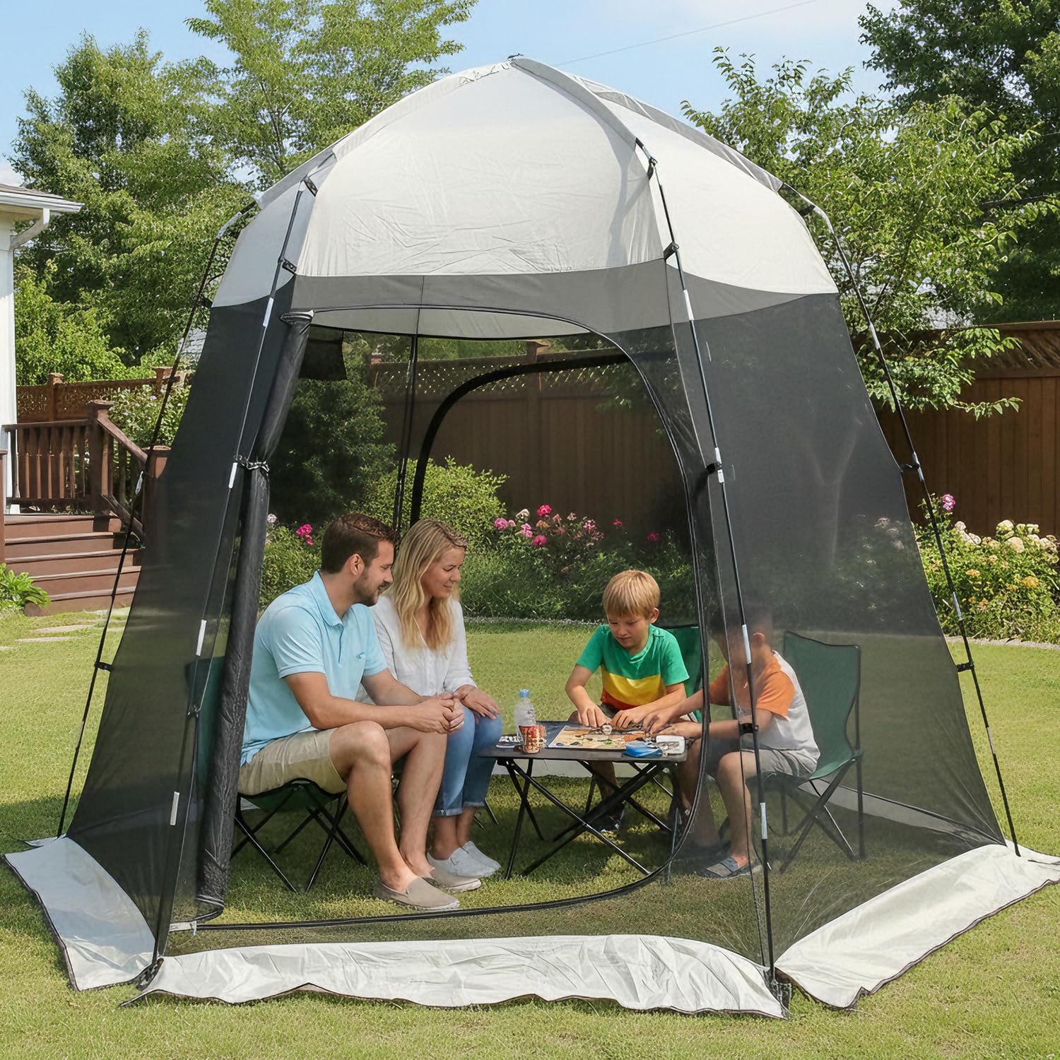 Abahub Portable Screen House Tent for 4 Person, 9.2x9.2x6.6 ft