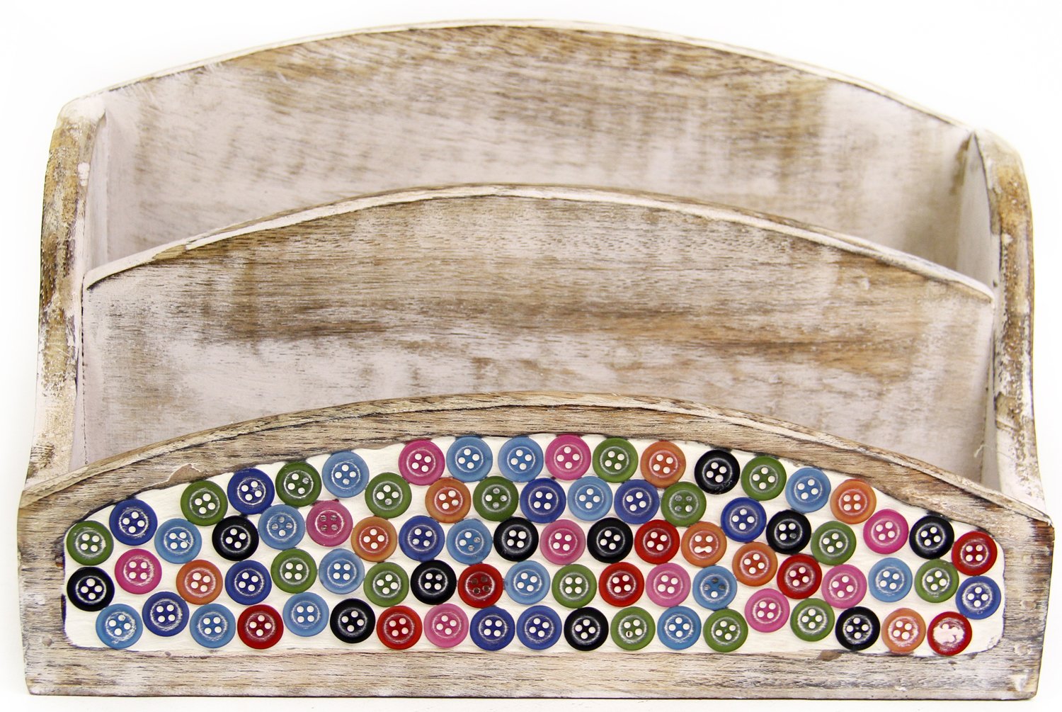 Sifcon Letter Rack/Holder Shabby Chic/Rustic ~ Buttons Design