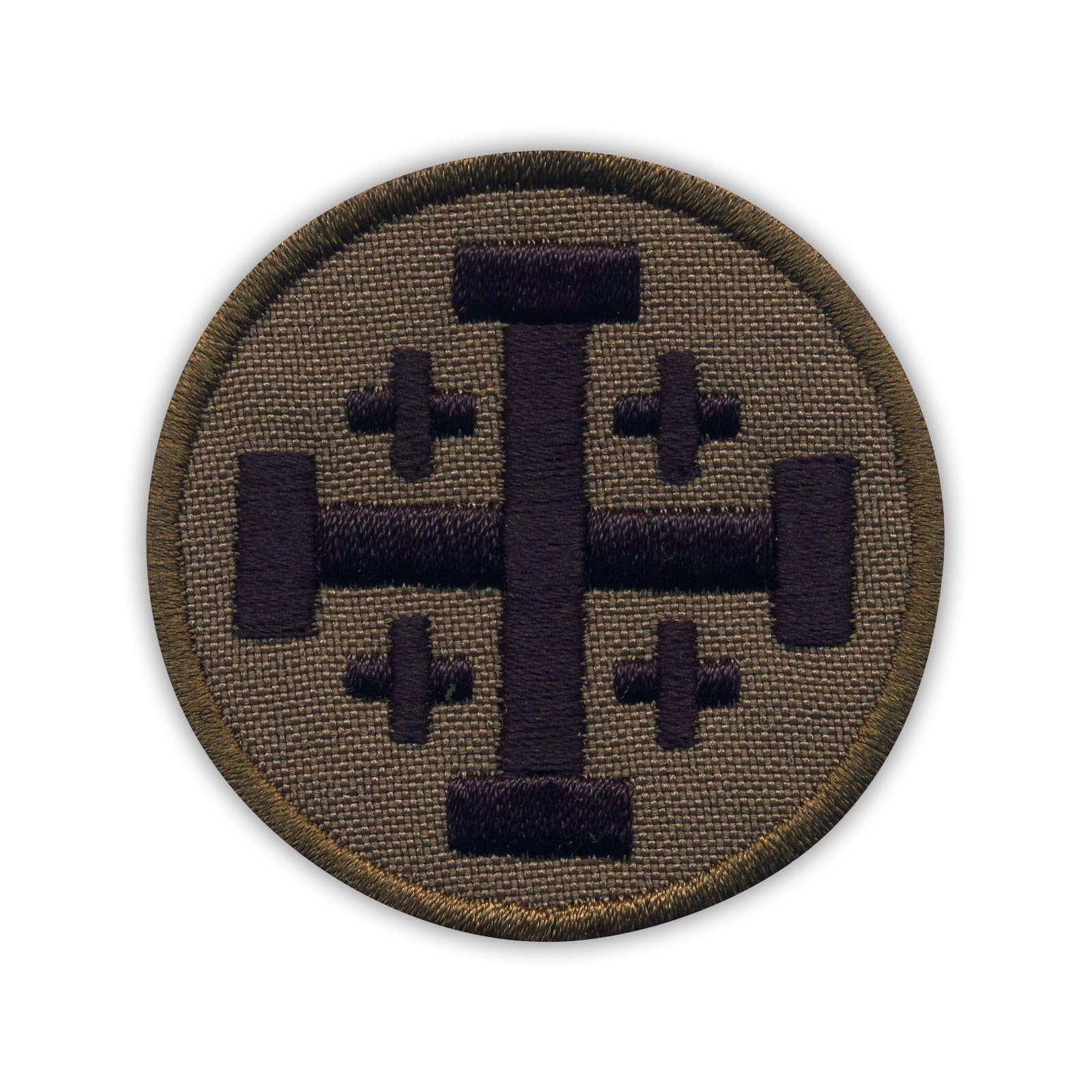 Patchion Jerusalem Cross - Subdued - Black Hook and Loop Compatible with Velcro Hook and Loop Fastener - Embroidered Patch/Badge/Emblem