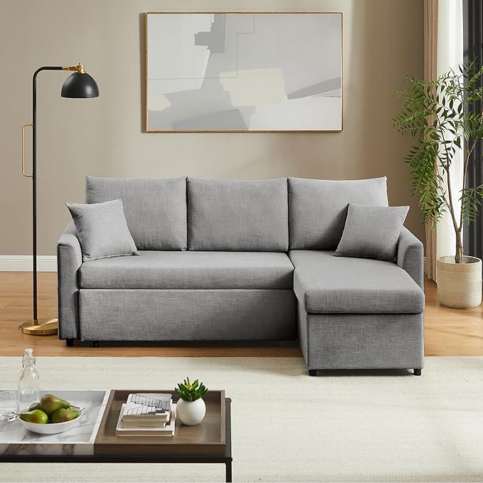 ODIKA L Shaped Convertible Sleeper Sofa Bed, Sectional