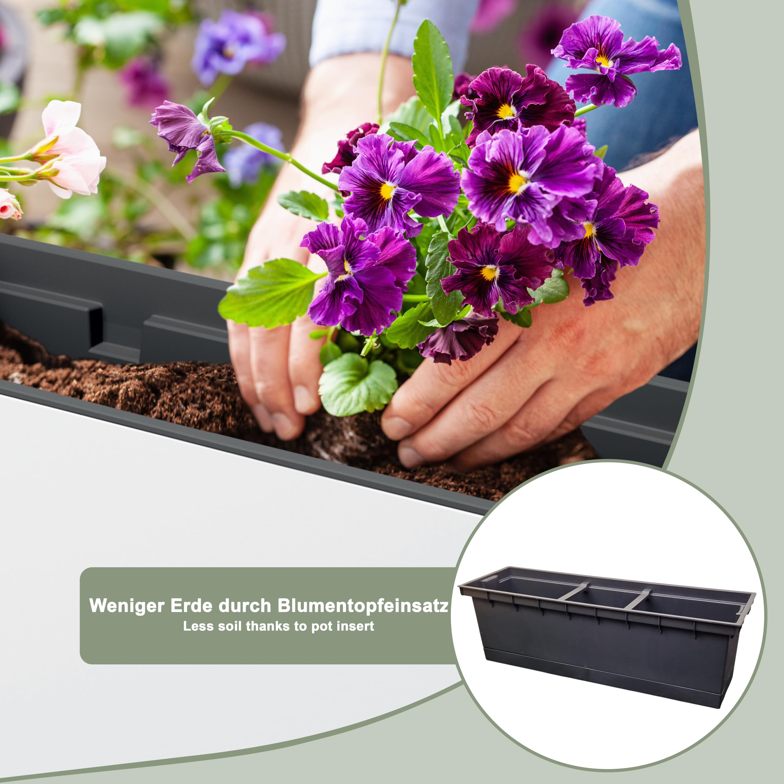 Jardinera 77x23x68 cm | Macetas de plástico, Resistente a la Intemperie y versátil | Jardinera Ideal para balcón e Interior | Maceta de diseño Elegante | Blanco