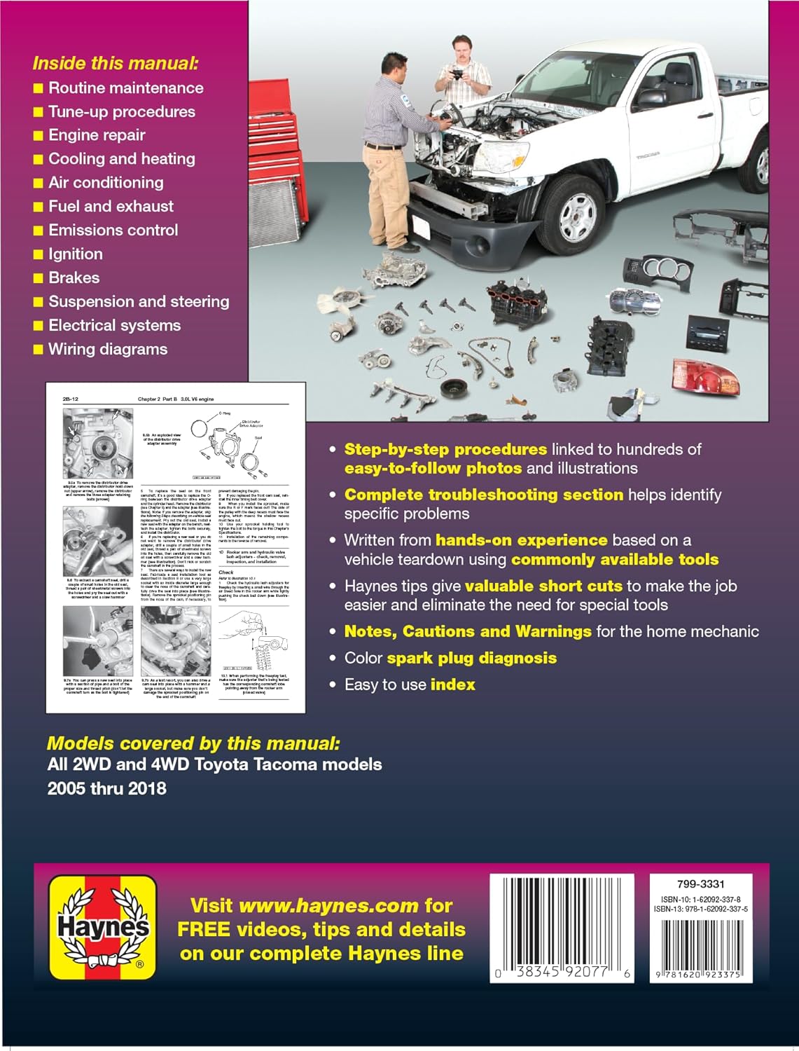 Toyota Tacoma 2005 thru 2018 Haynes Repair Manual (Haynes Automotive)      Paperback – February 26, 2019