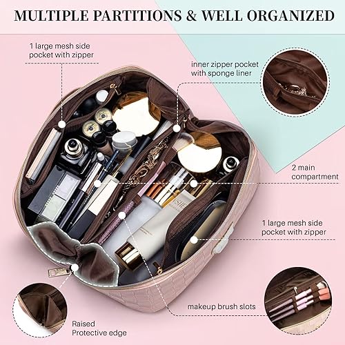 Miniatura 4 de TOPEAST Bolsa de cosméticos a cuadros Bolsa de maquillaje, Rosado, 40