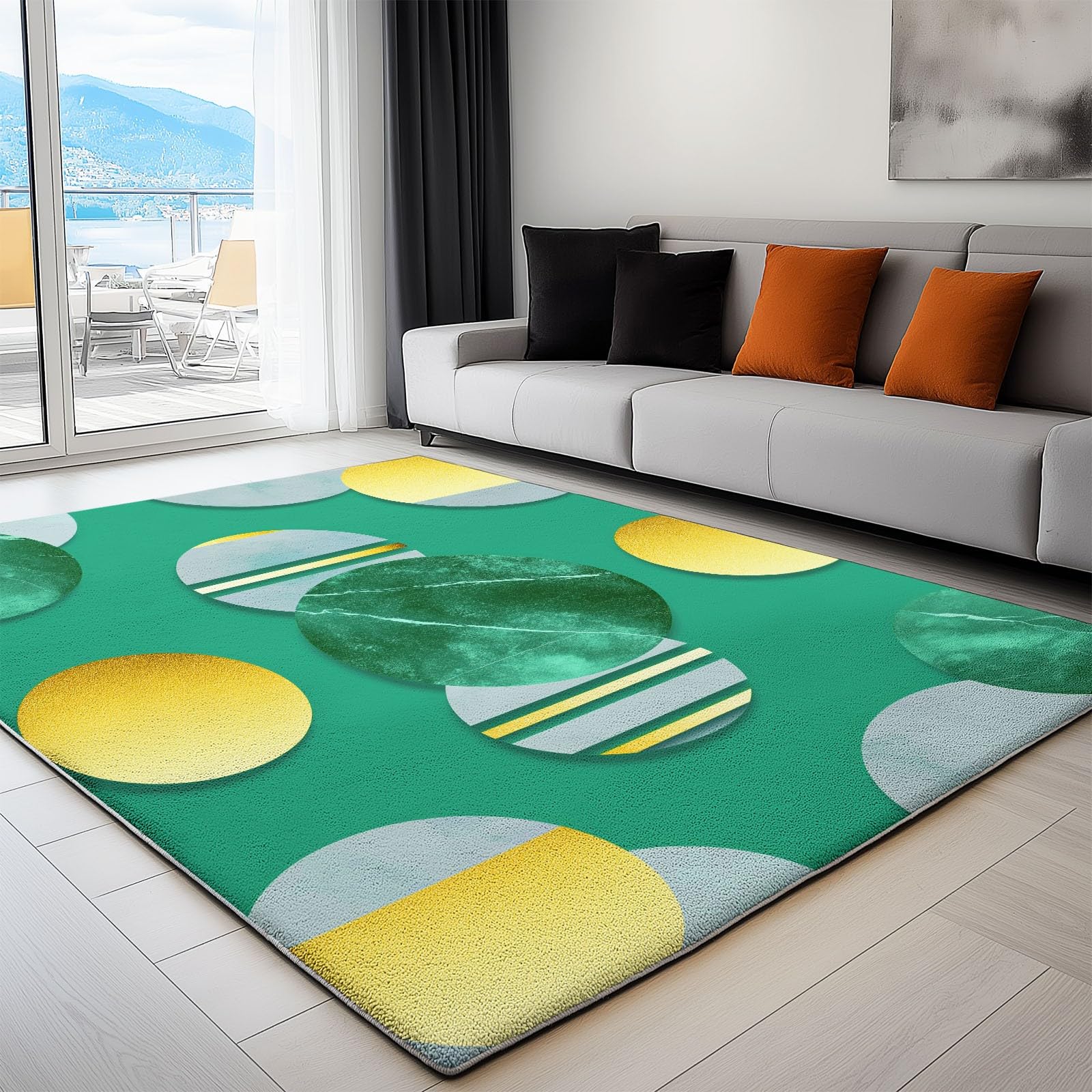 Dywan do salonu 80 x 150 cm Złota folia geometryczne paski można prać w pralce, antypoślizgowy, dywan do pokoju dziecięcego sypialnia biuro krótkie włosy, zielony
