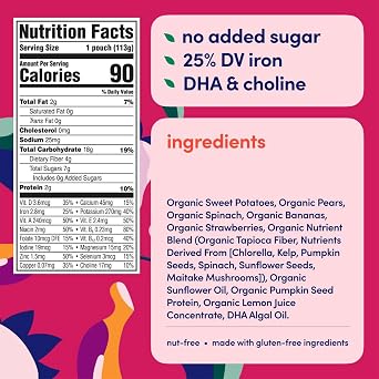 Cerebelly Organic Baby Food Pouches, Spinach Strawberry Smoothie, 12ct