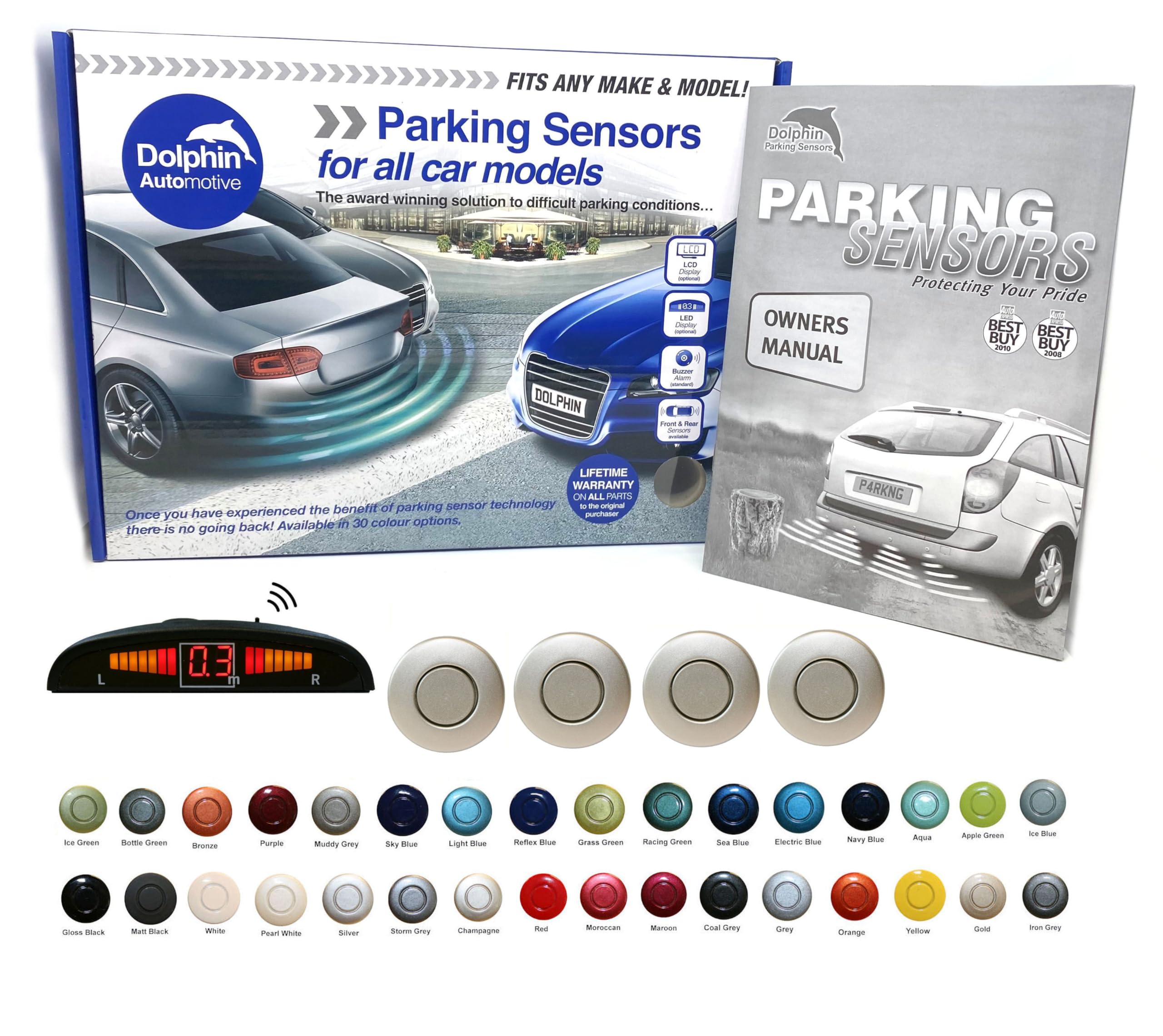 Dolphin Automotive DPS450 Reverse Parking Sensors In 32 Colours 4 Ultrasonic Radar Sensors Kit Audio & Display Alert System - Matt Black — view 8