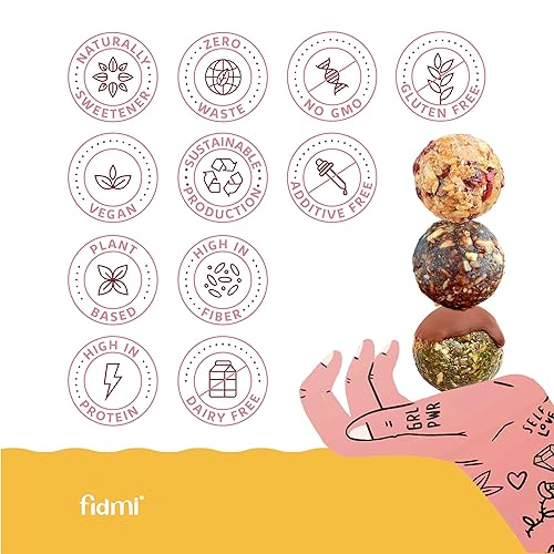 Vista 23 de Fidmi Snack Protein Energy Balls Cranberries & Maca Vegano – Sin gluten – A base de plantas – Superalimento (Maca) – Todos los ingredientes