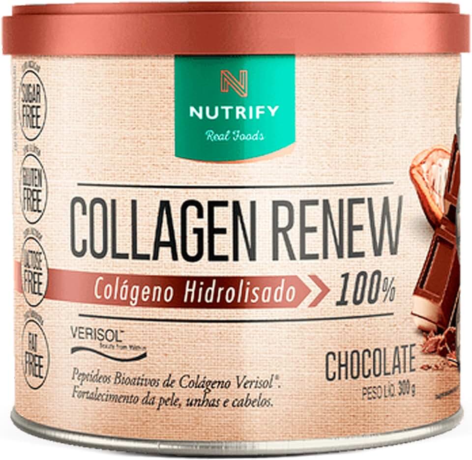 Nutrify - Collagen Renew Chocolate 300G - Colágeno Hidrolisado Verisol - Saúde e Beleza - Sabor Chocolate