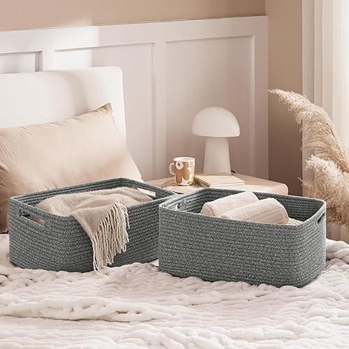 Miniatura 24 de UBBCARE Paquete de 2 canastas pequeñas, canastas de almacenamiento tejidas para organización, canasta de regalo pequeña, canasta de juguetes